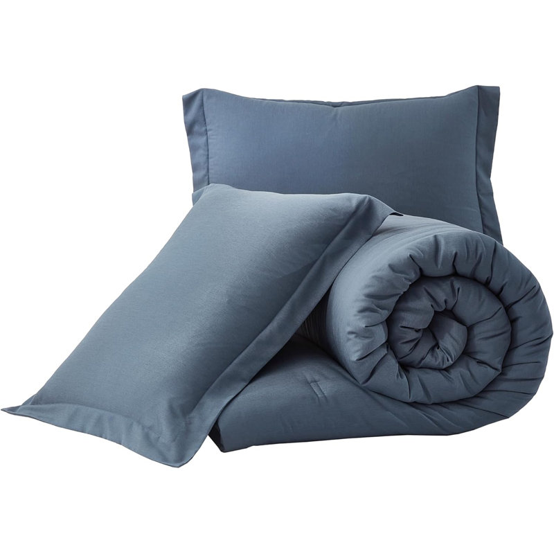 Cliff Lightweight Cooling Rayon Derived from Bamboo Blended Comforter Set, King Comforter + 2 King Shams, Steel Blue