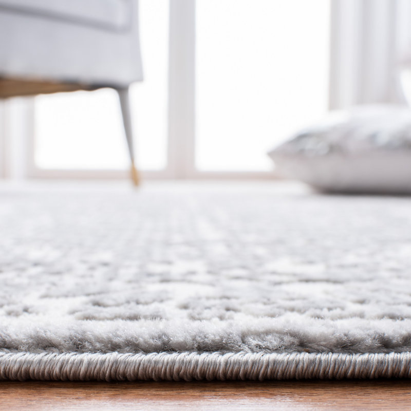Adelaida Ikat Gray/Ivory Area Rug, Rectangle 4'5" x 6'5"