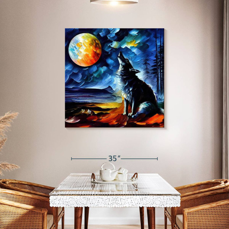 Brampt Moonlit Wolf I, 39" H x 39" W