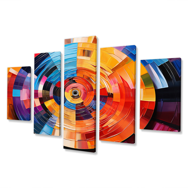 Popart Vinyle Disque Reverie IV - Art mural sur toile musique - 5 panneaux