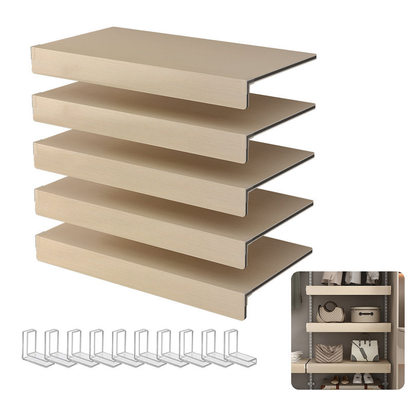 (Couleur chêne) 5 pièces de tablettes grillagées en mousse de PVC pour ranger des placards amovibles (pas en bois)