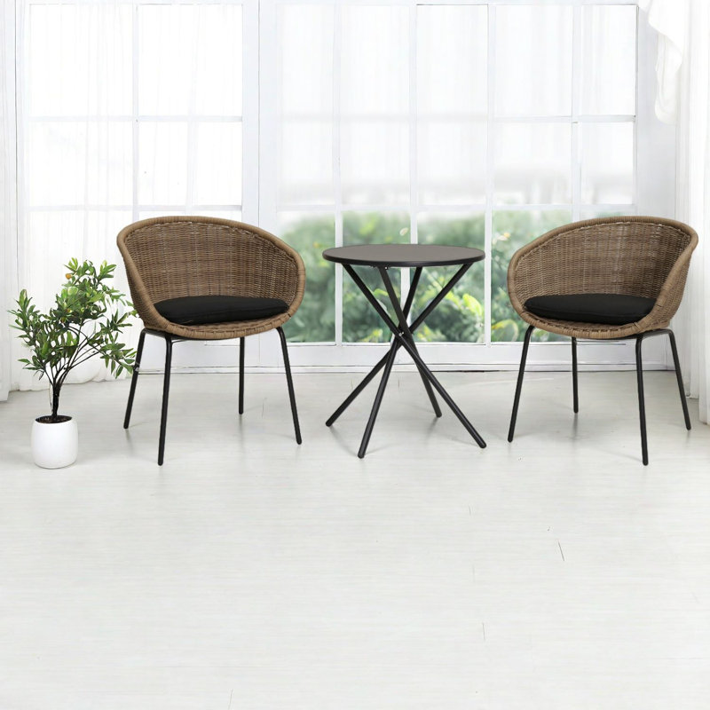 Comfortable Patio Lounge Chairs, Steel Wicker Modern Set For Patio Home