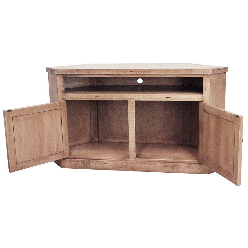 Bordeaux Unfinished Corner TV Stand for TVs up to 65", Rustic Seashell