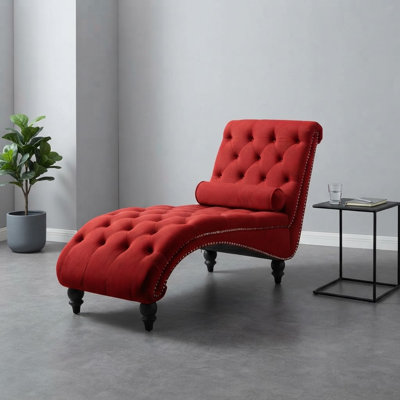 Fauteuil inclinable classique en velours avec capitonnage à boutons et garniture cloutée argentée - Fauteuil lounge de style vintage