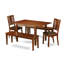 Ensemble de salle à manger 5 pièces comprenant une table de cuisine rectangulaire avec rallonge papillon et 2 chaises de salle à manger en similicuir avec 2 bancs, 91 x 137 cm, acajou-2002579460-2002579463-1920569483