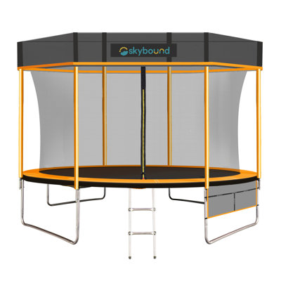 12' Round Backyard/Outdoor Trampoline Set with Safety Enclosure-Orange