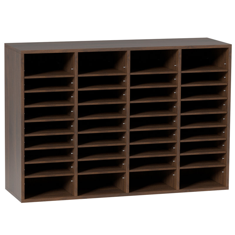 Boîte aux lettres de bureau à 36 compartiments avec tablettes réglables, trieuse de documents en bois, Brun