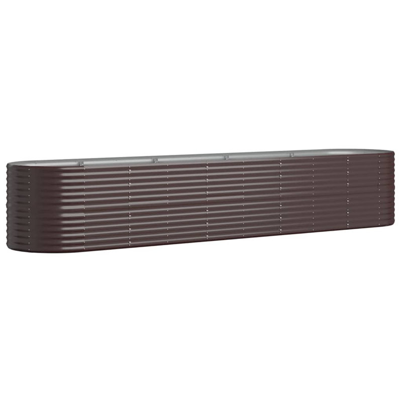 Garden Raised Bed Powder-coated Steel, Brown, 26.77" H x 144.88" W x 31.50" D