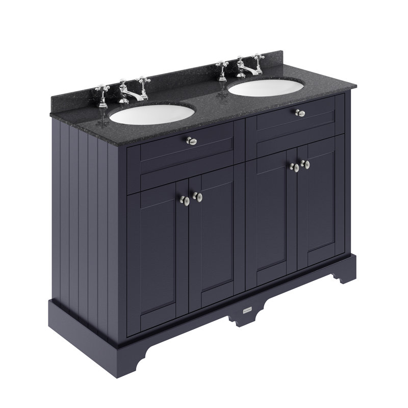 Old London 1200mm Free-Standing Double Vanity Unit, Twilight Blue, Black