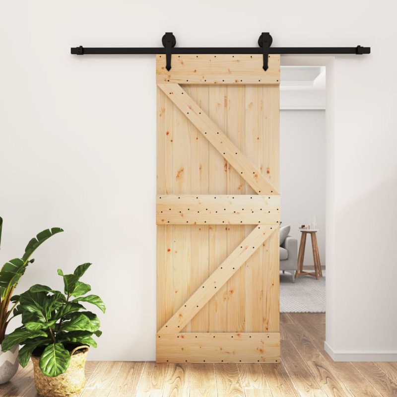 Porte coulissante avec quincaillerie Vidaxl, 33,5 po x 82,7 po, Noir/naturel