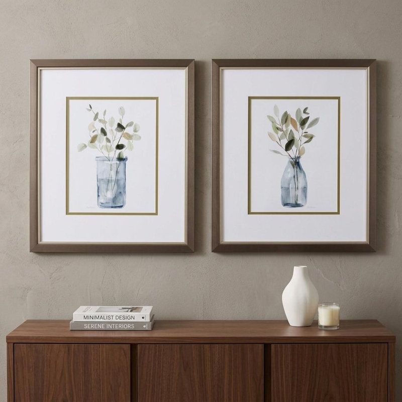Ensemble de deux plantes neutres, art mural aquarelle