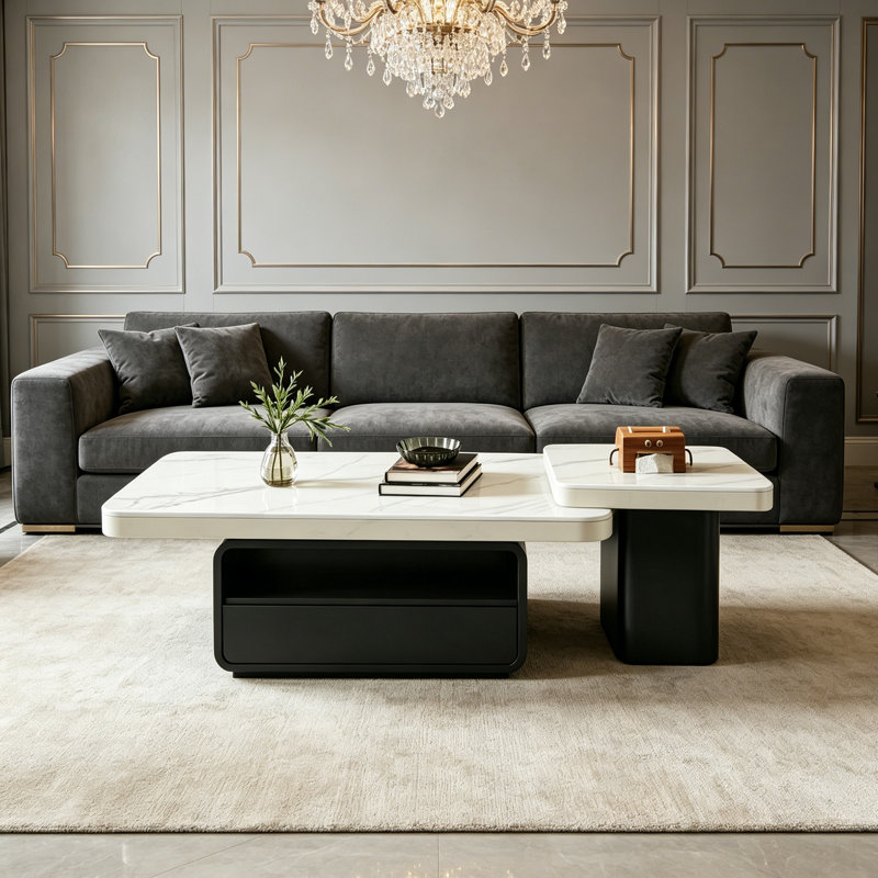 Osée, Blanc / gris pâle / noir, H 16,53 po x L 43,3 po x l 23,62 po