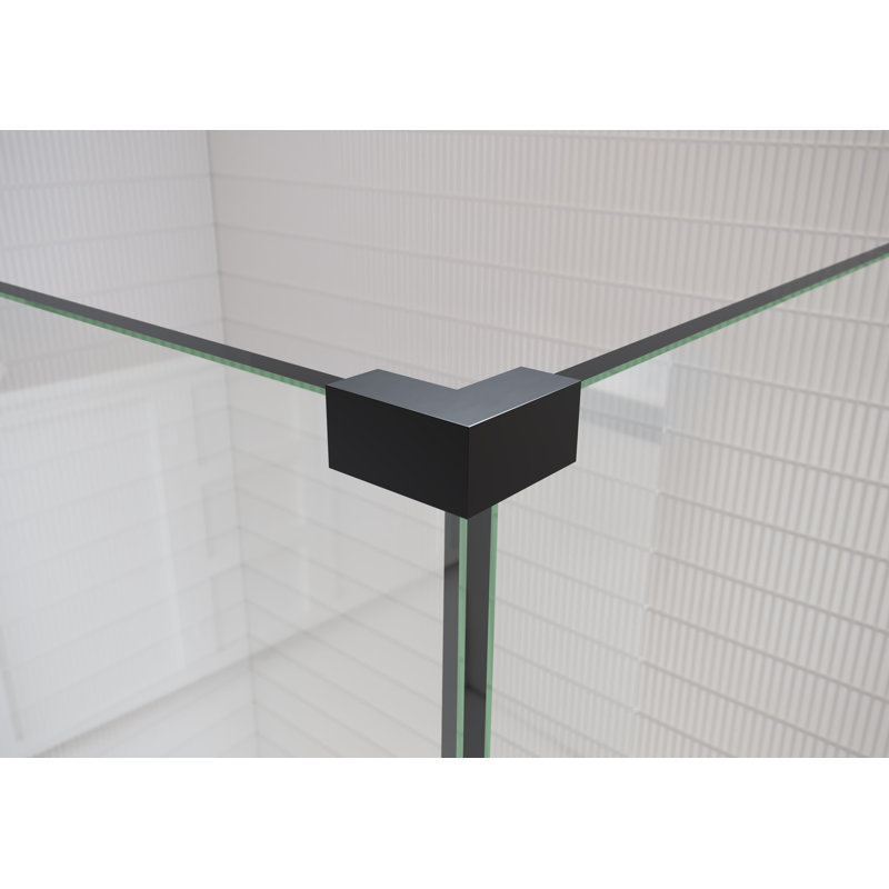 78" H Pivot Frameless Shower Door, Matte Black