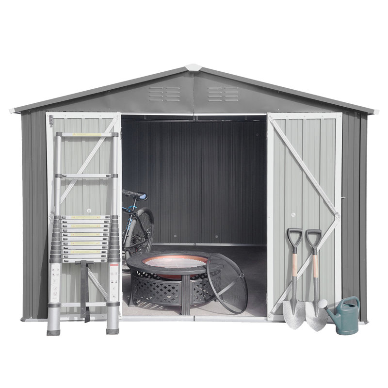 Remise d'extérieur en métal gris 10 pi x 12 pi - Ventilé pour un meilleur rangement Gardez votre jardin propre, Gris