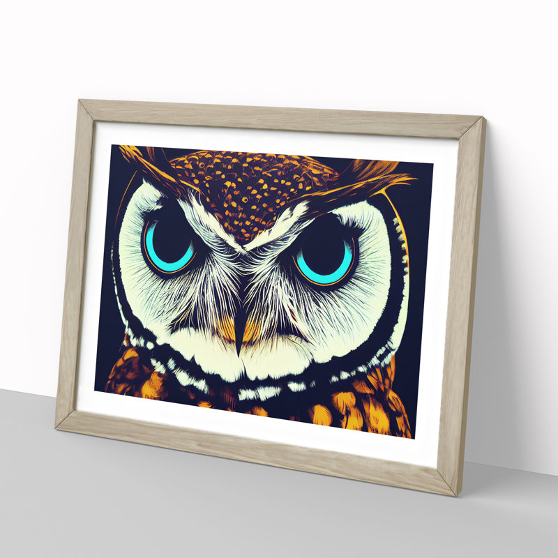 Cracking Owl - Single Picture Frame Print, 34cm H x 46cm W x 2cm D, Oak