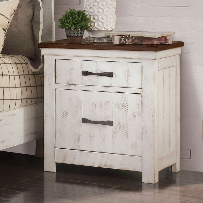 Table de chevet en bois massif vieilli 1Pc
