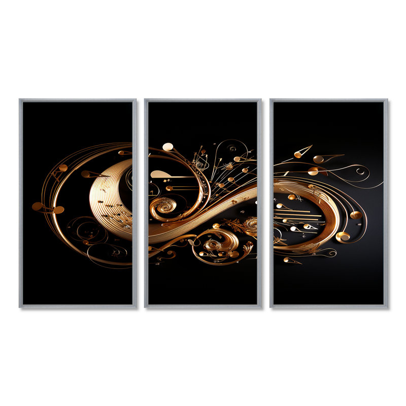 Ensemble de salon Rivka - Music Wall Art, H 40 po x l 60 po x P 1 po, Encadrement argenté