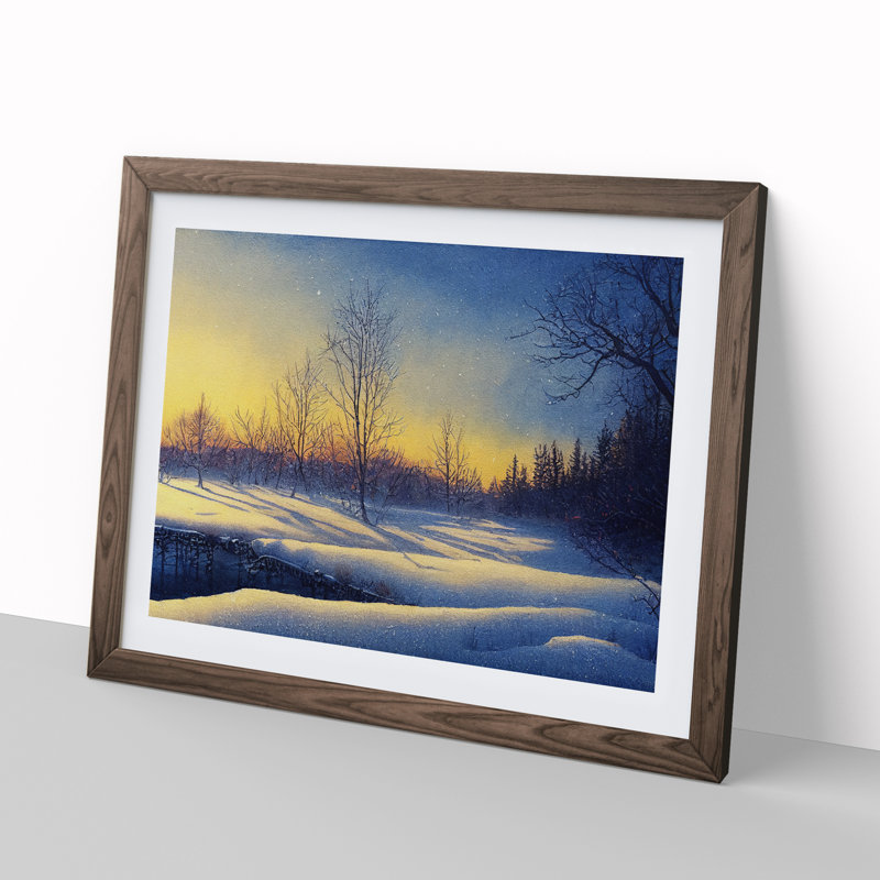 Winter Landscape Sunrise Vol.1 - Framed Print, 46cm H x 64cm W x 2cm D, Walnut