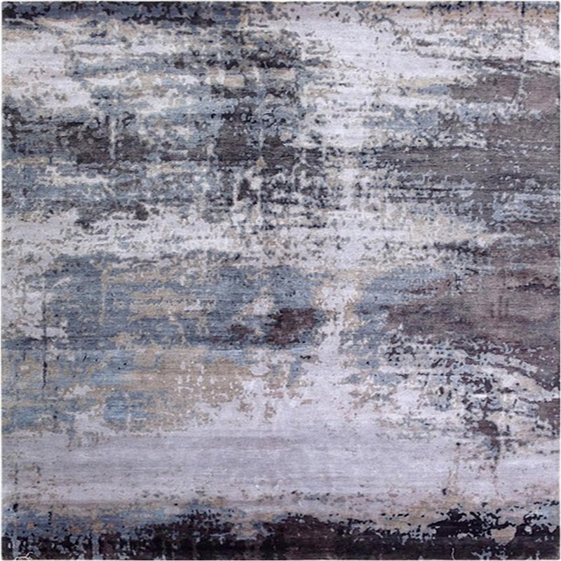Tapis bleu / gris / blanc, Carré 4 pi
