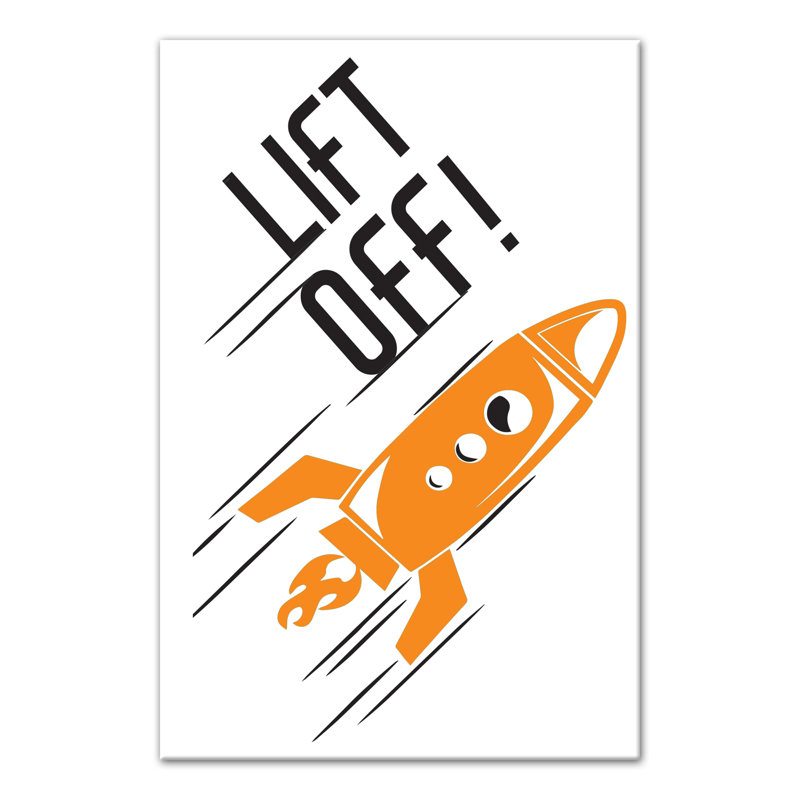 Art sur toile relevable rocket Braswell, H 18 po x l 12 po x P 1,25 po, Orange