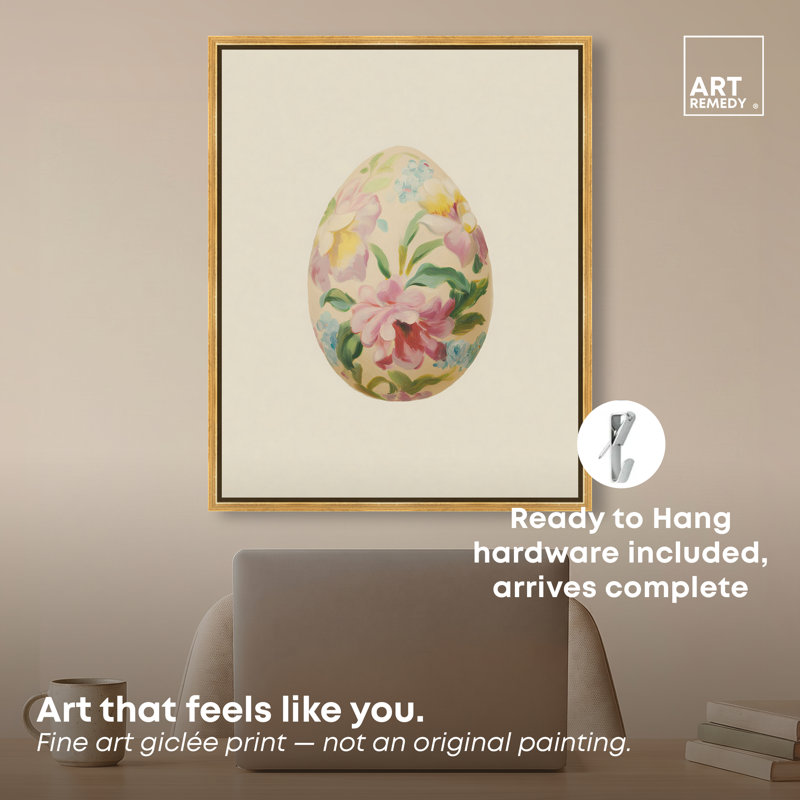 Peony Egg, reproduction sur toile encadrée par Art Remedy, cadre doré, 20 x 24, 21"H x 25"W, Gold Frame