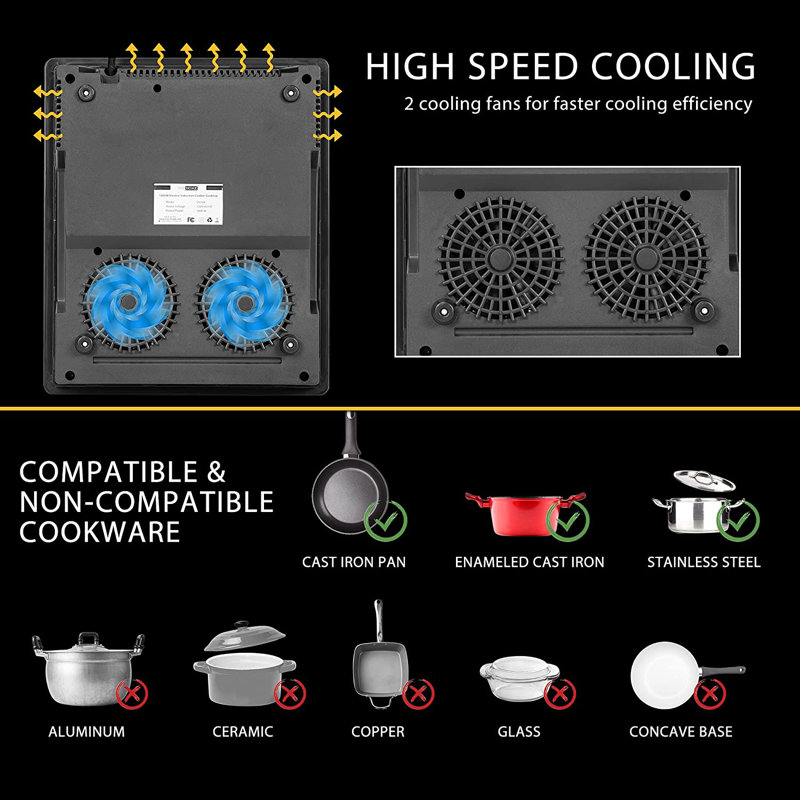 120V 1800W Electric Portable Induction Cooktop with 8 Preset Buttons