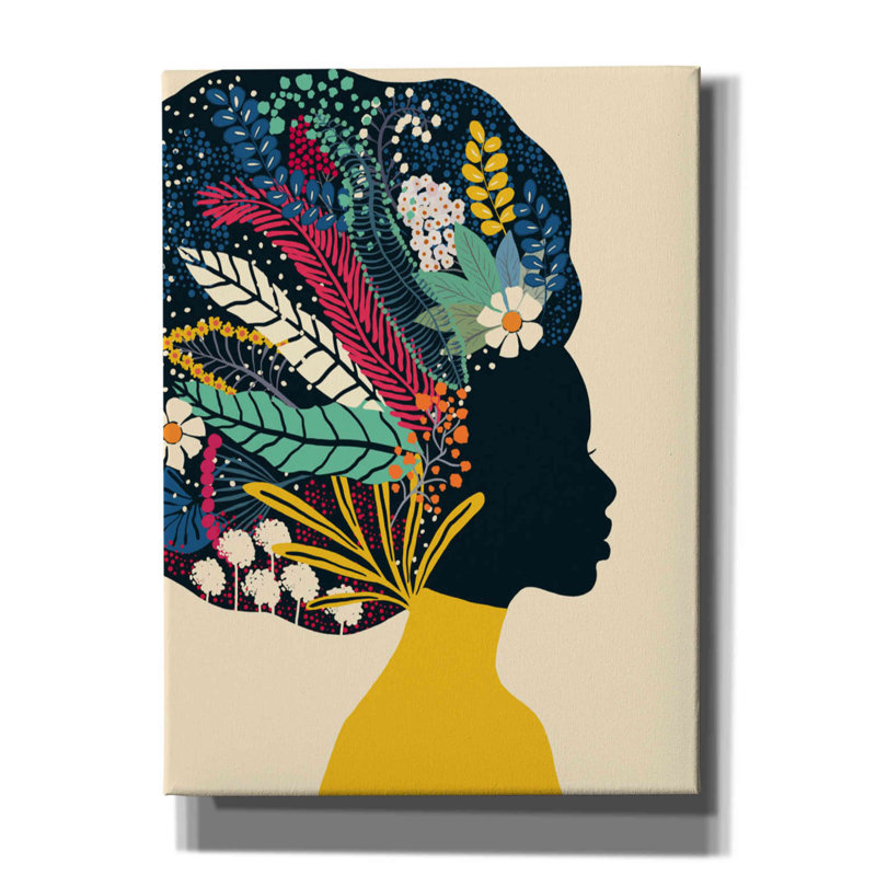 «Afro Woman In Yellow» par Ioana Horvat, estampe numérique sur toile, H 54 po x l 40 po x P 1,5 po