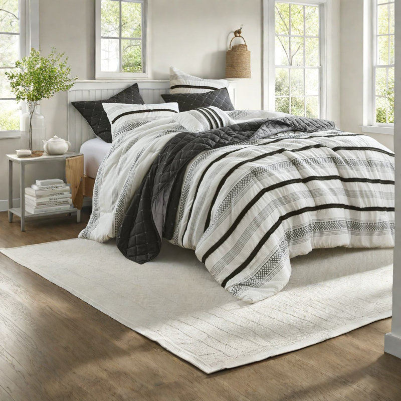 Ensemble complet de literie en polyester grand lit, style bord de mer moderne pour la maison