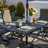Staghorn 6-Person Metal Patio Dining Set, Rectangular Table with Umbrella Hole & PVC-coated polyester Fabric Chairs