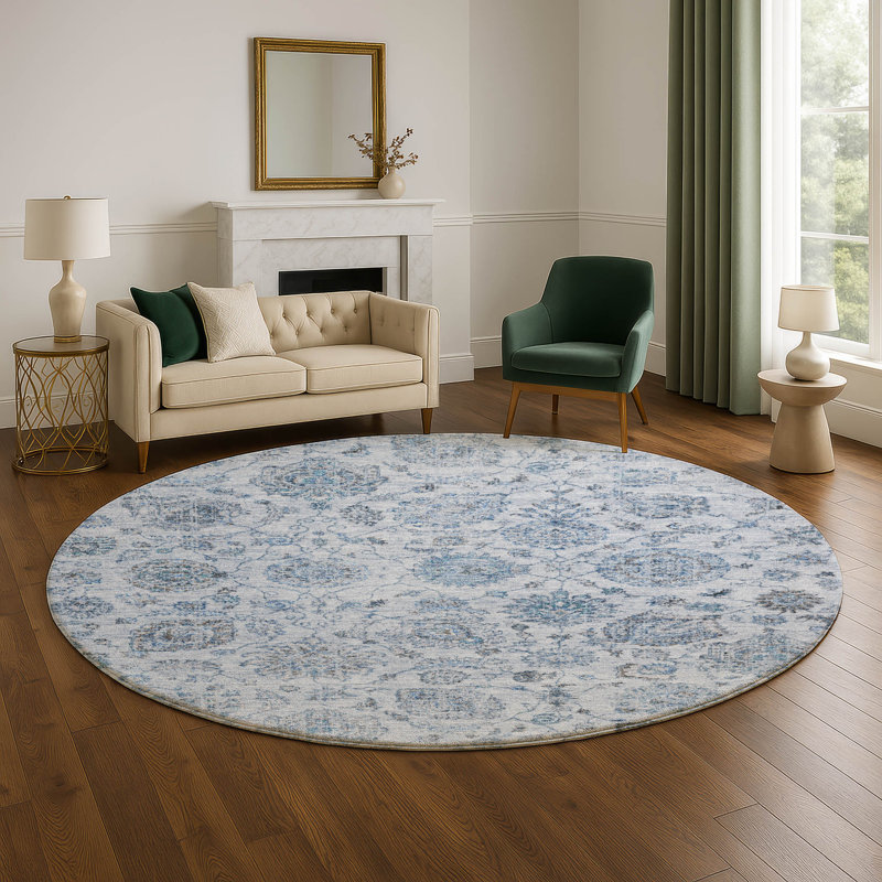 Tapis damassé de qualité supérieure Mayfield AMF1833, Rond 8 pi