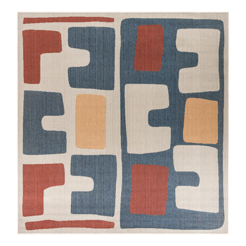 Dreson Abstract Indoor / Outdoor Rug, Square 10'