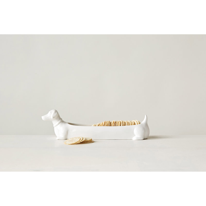 Ceramic Dachshund Cracker Serving Dish