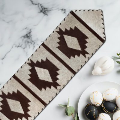 Dark Southwestern Cowhide Table Runner
