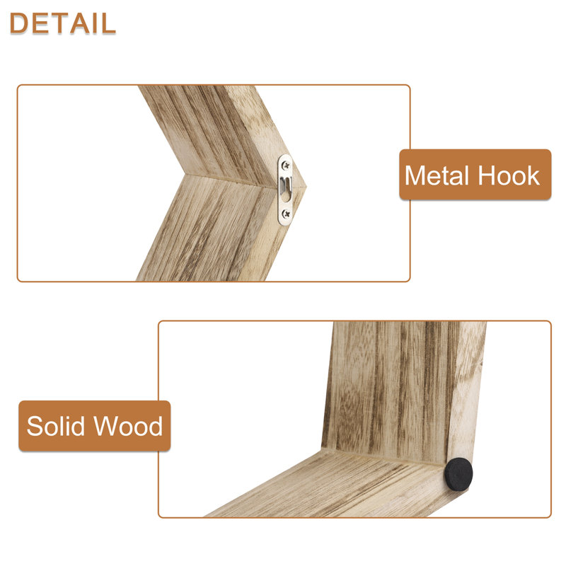 3 Piece Hexagon Solid Wood Floating Shelf, Natural Wood