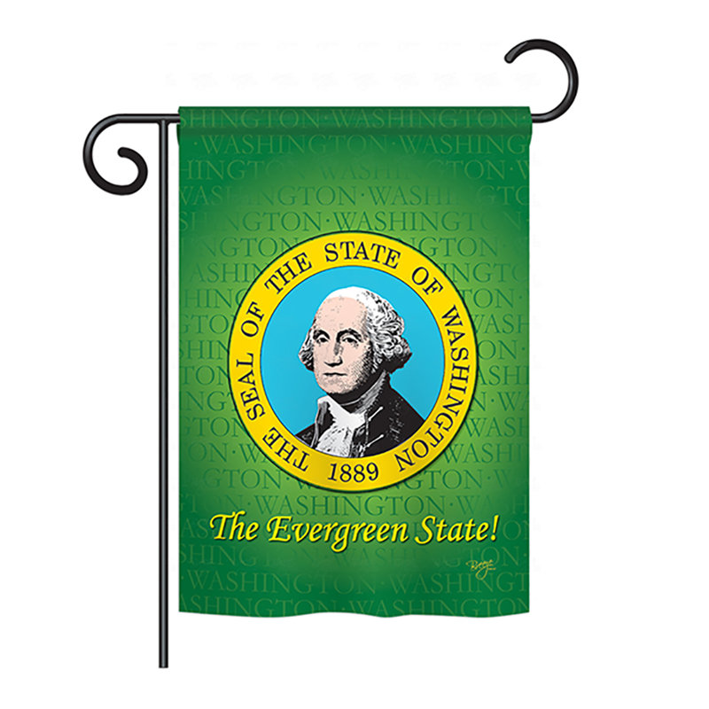 Drapeau de maison en polyester à 2 côtés US State, H 18,5 po x l 13 po, Washington