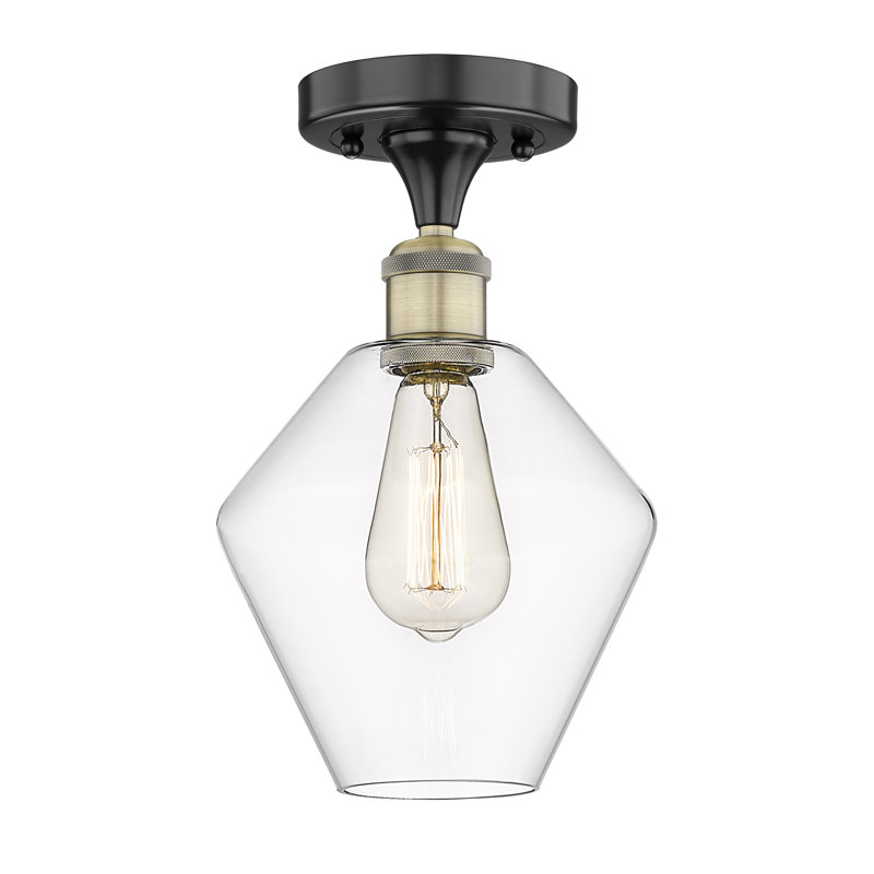 Plafonnier encastré Amylea, Transparent, Noir/laiton antique, H 10,63 po x l 8 po x P 8 po