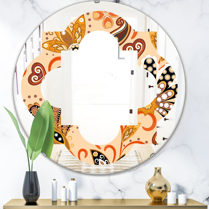 Miroir mural traditionnel sans cadre floral batik quadrilobe batik iii, H 31,5 po x l po