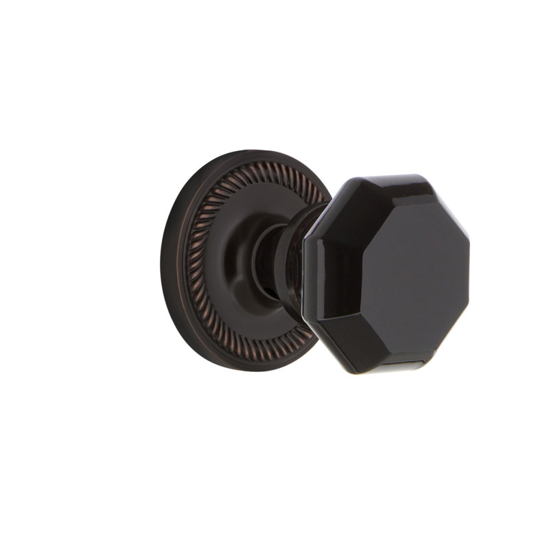 Rosette en corde avec bouton de porte Waldorf noir, Étain antique