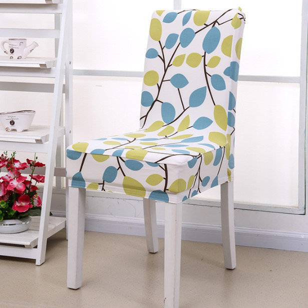 Housse pour chaise de salle à manger élégante, Fleur de saison verte, H 23,6 po x l 15,7 po x P 23,6 po