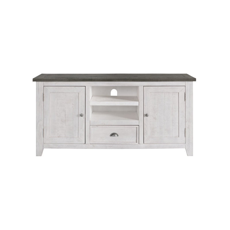 Meuble télé pour téléviseur de 78 po ou moins Kyndrick, Blanc / Gris