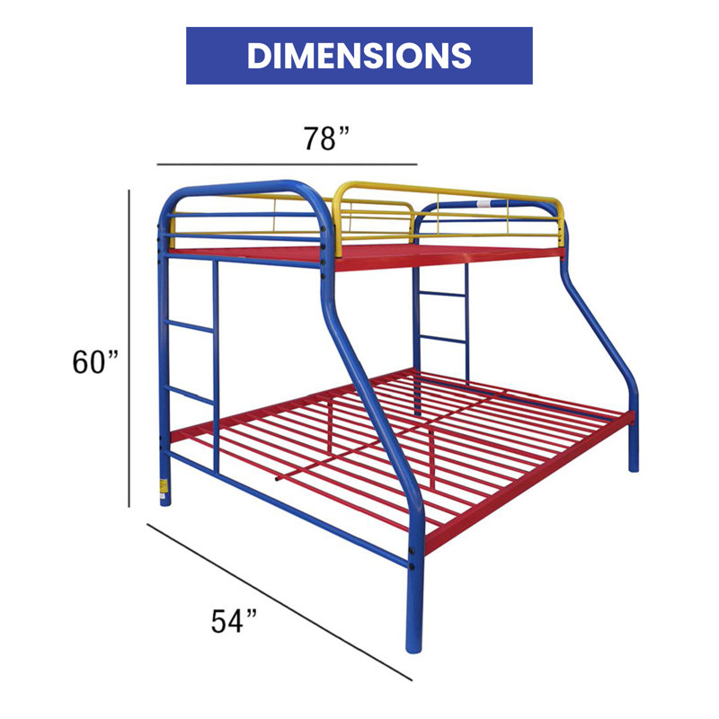 Henline Kids Bunk Bed, Twin Over Full, Rainbow