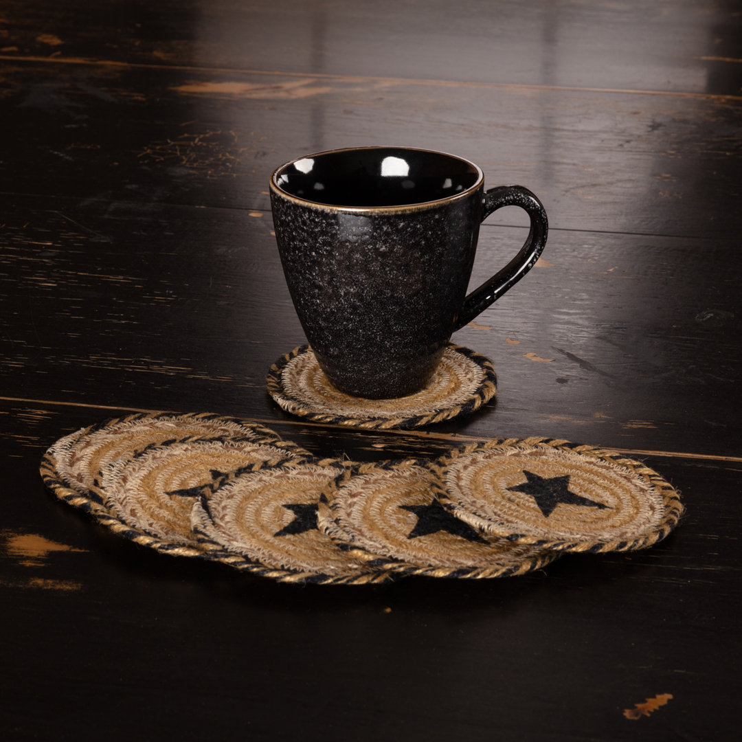 Kettle Grove Jute Round 6 Piece Coaster Set (Set of 6) VHC Brands