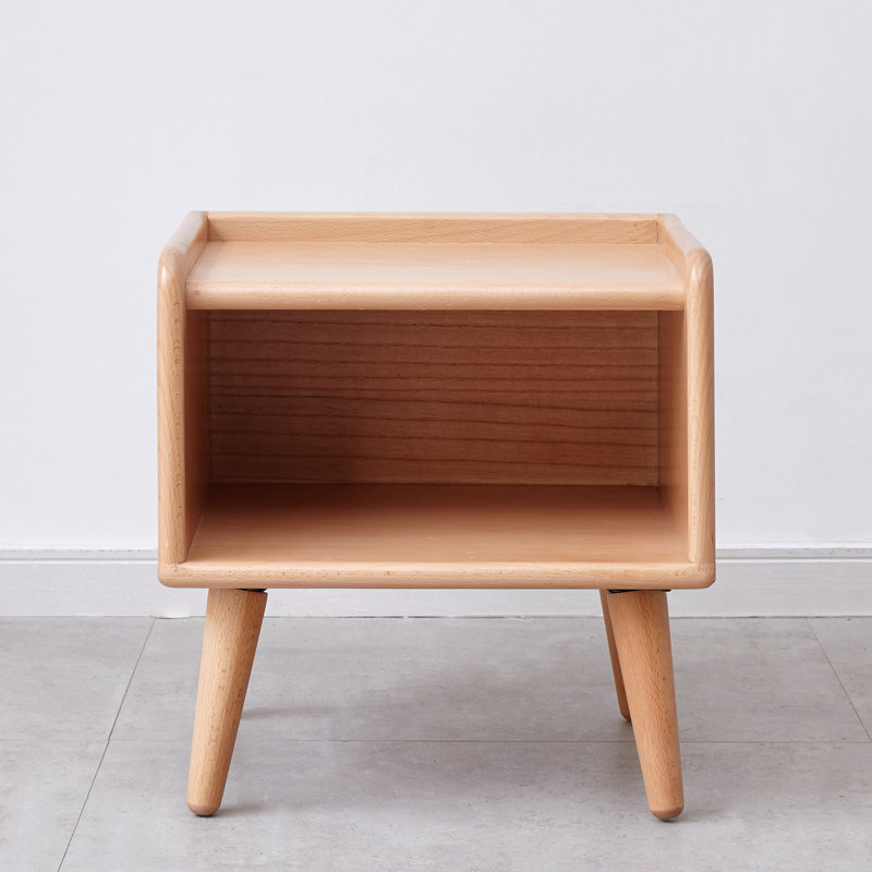 Pure solid wood bedside table Modern minimalist side table