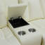 Ensemble de canapé de salon inclinable en cuir végétalien blanc 3 pièces avec porte-gobelets, charge sans fil et lumières DEL Ember