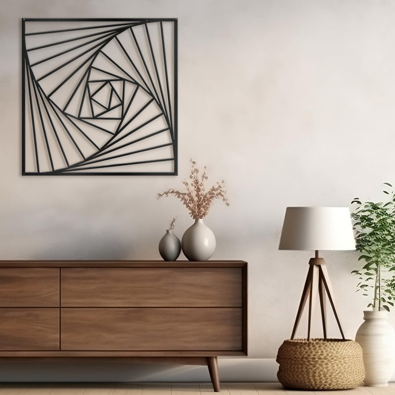 Décoration murale en métal, Noir, H 24 po x l 24 po x P 0,05 po