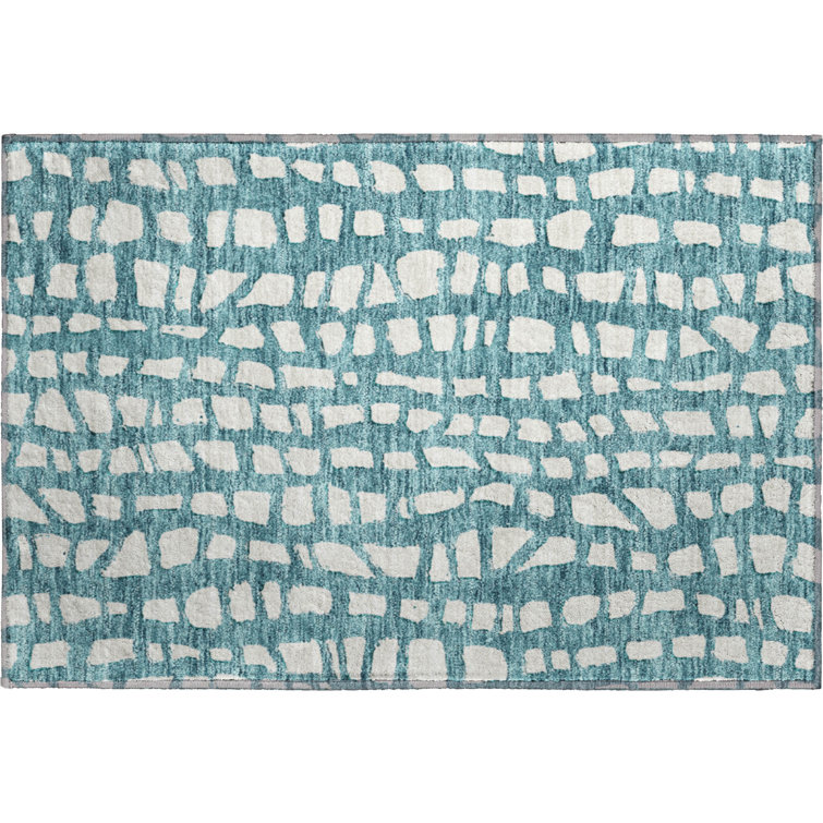 Premium Machine Washable Prisco Teal Rug