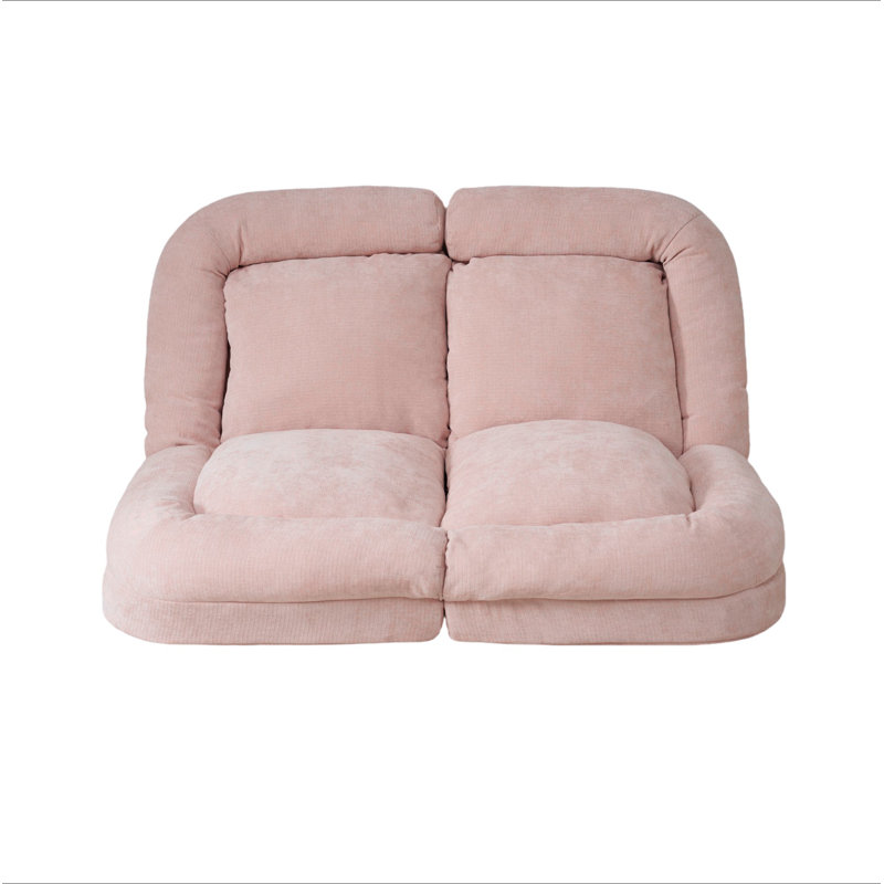 Canapé-lit convertible simple pliable, rose, la partie gauche du produit complet., Coton rose