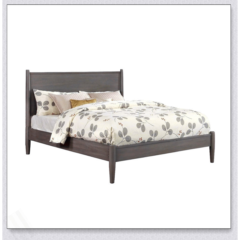 Lit plateforme Mid-Century, King, Grey