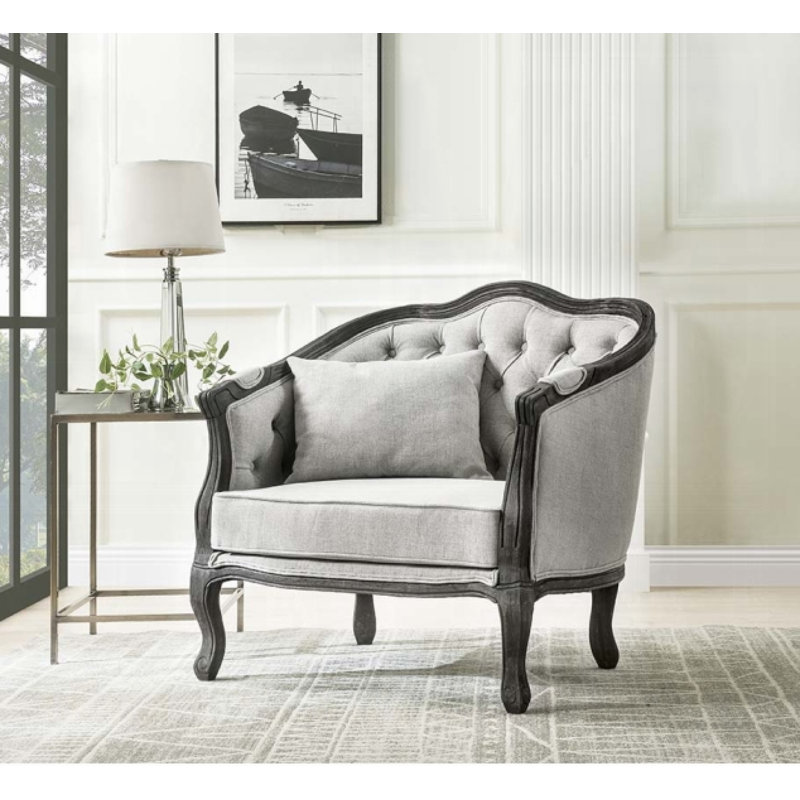 Fauteuil demi-tonneau avec coussin, fauteuil d'appoint Agatho, Marron foncé