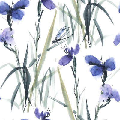 «Anntonette Watercolor Pattern» par Ola_Tarakanova - peinture sur toile tendue
